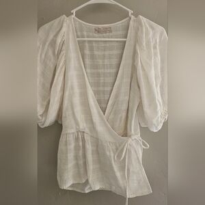 Urban Outfitters Elegant Cream Wrap TOP